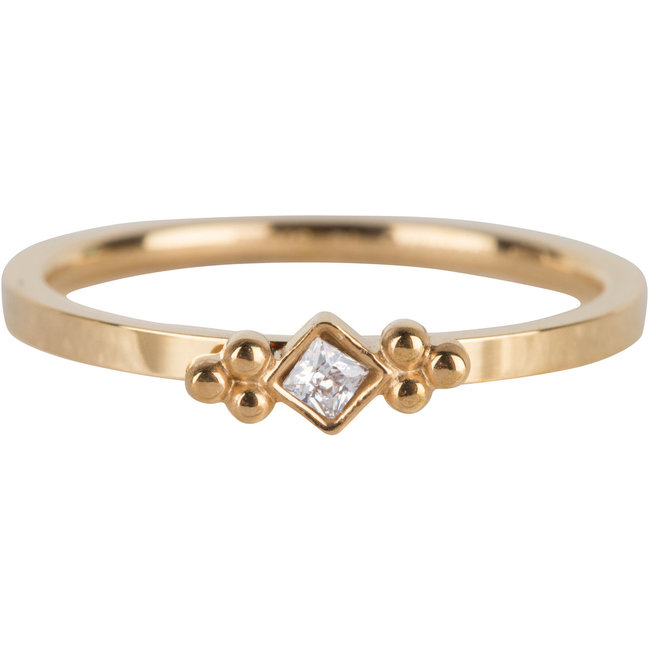 Charmins Goud stainless steel ring lila,roze of crystal steen