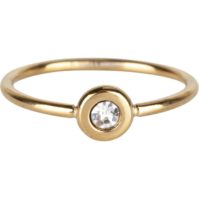 Charmins Goud stainless steel ring lila,roze of crystal steen