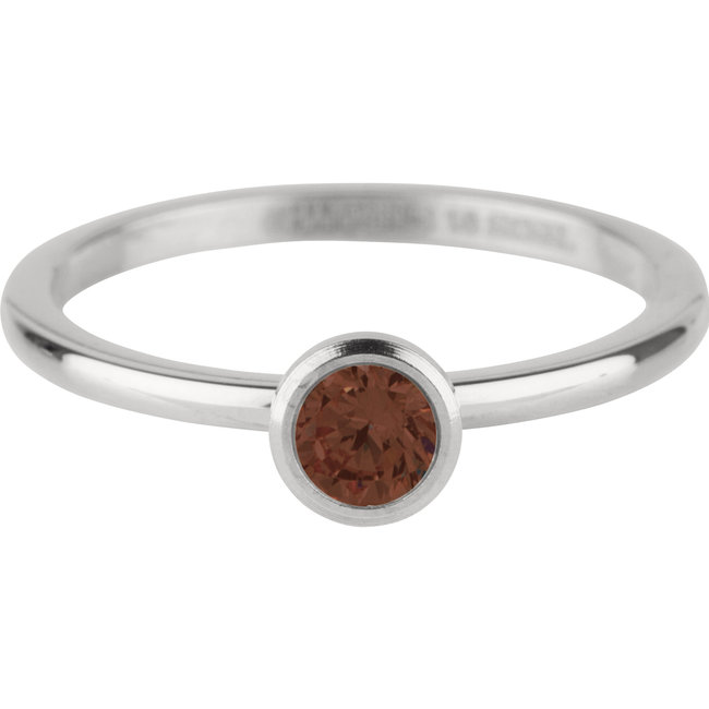 Charmins Stainless steel zilver bruine steen ringen