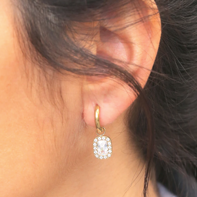 ZAG  Bijoux Stainless steel oorbellen met zirconia glitter steentjes