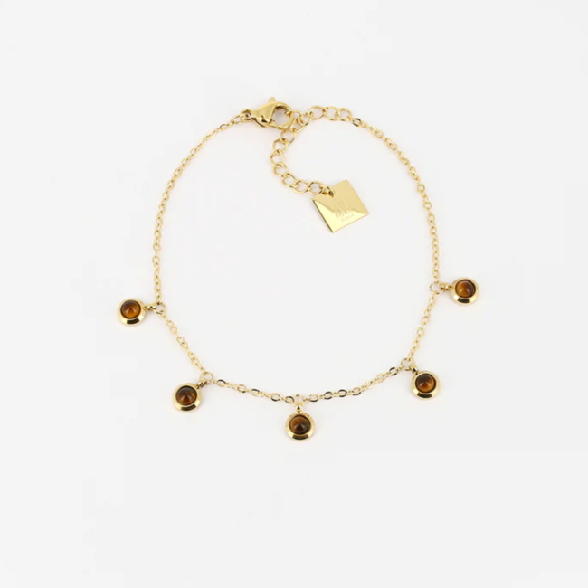 ZAG  Bijoux Goud tijgeroog of bloem armband