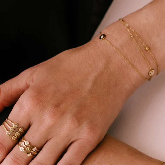 ZAG  Bijoux Goud dubbele armband met zirconia steentjes