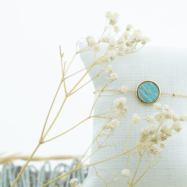 Goud armband met amazoniet cirkel