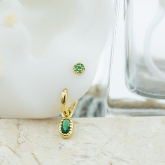 KARMA Goldplated groene oorbellen