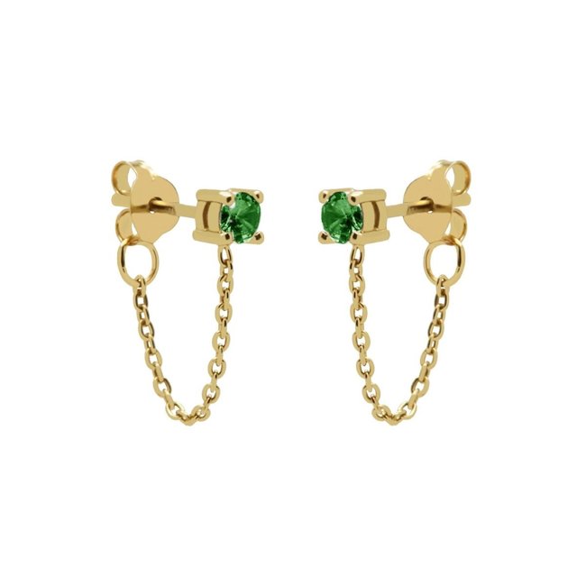 Emerald groene druppel vintage oorbellen goldplated