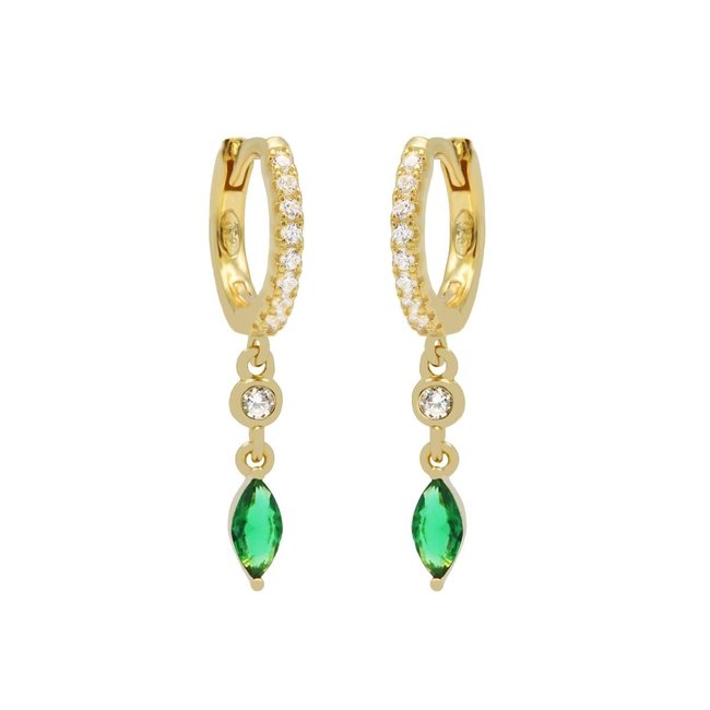 Emerald groene druppel vintage oorbellen goldplated