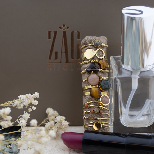 ZAG  Bijoux Natuursteen stainless steel ringen