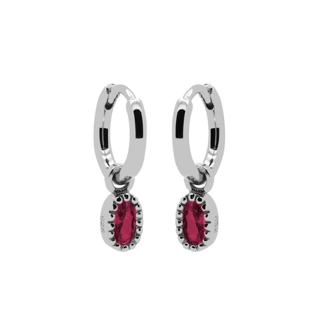 Fuchsia roze echt zilver oorbellen