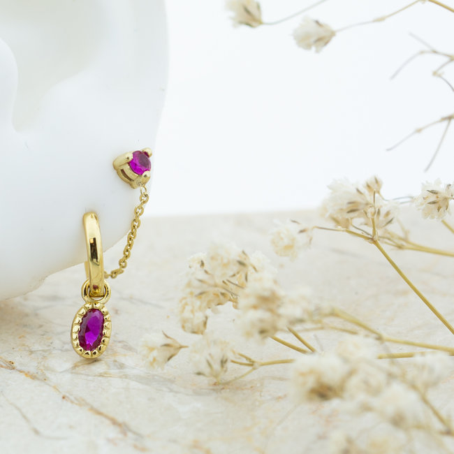 Goldplated fuchsia roze oorbellen