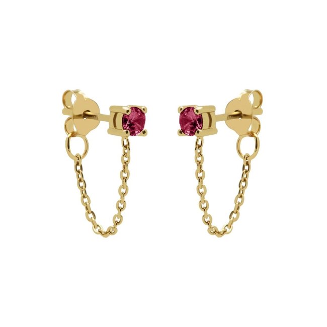 Goldplated fuchsia roze oorbellen