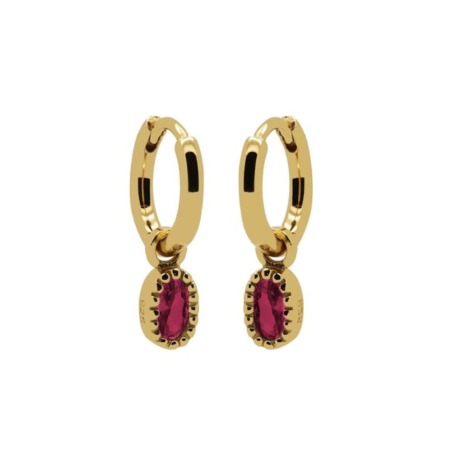Goldplated fuchsia roze oorbellen