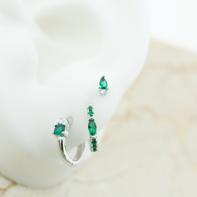 Echt zilver oorbellen met groene steentjes