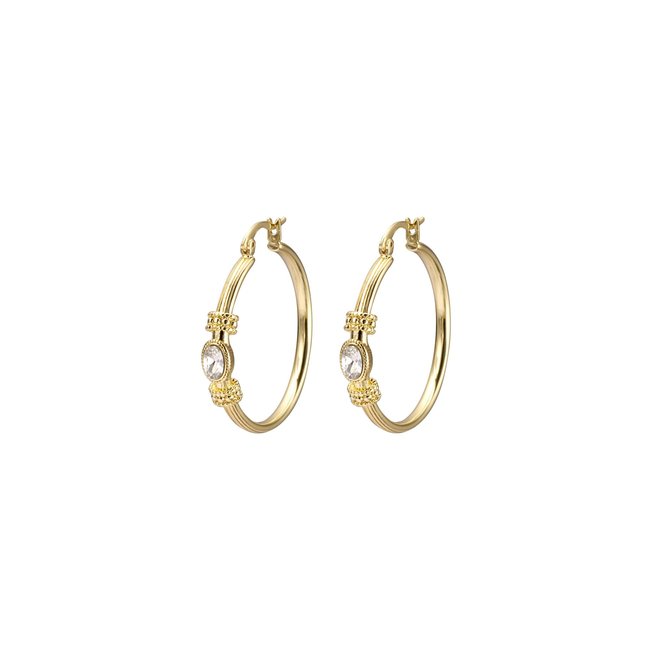 Gouden oorbellen met glinsterende crystal steentjes