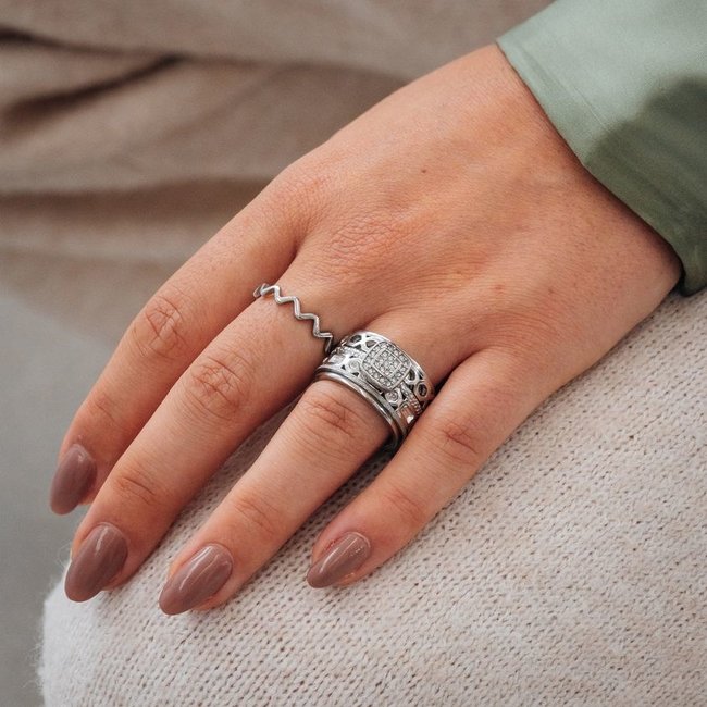 Zilverkleurige sparkly ringen