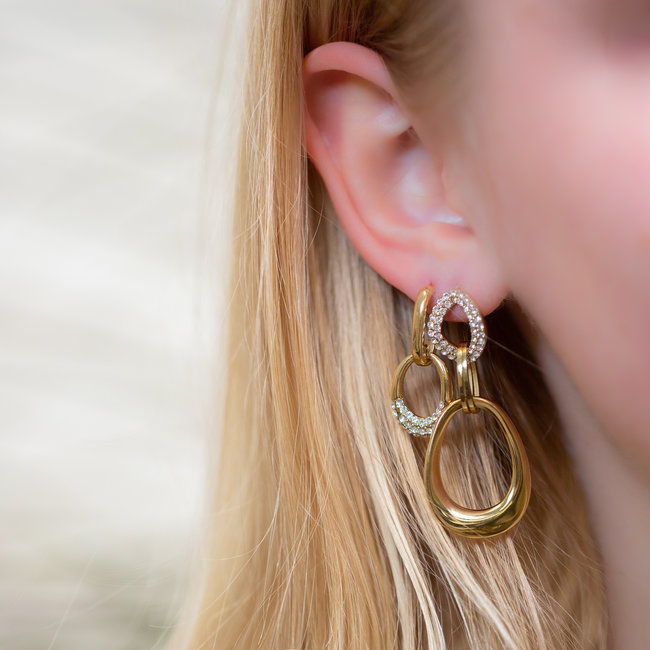 Goud glitter oorbellen