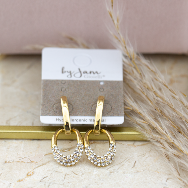 Goud glitter oorbellen