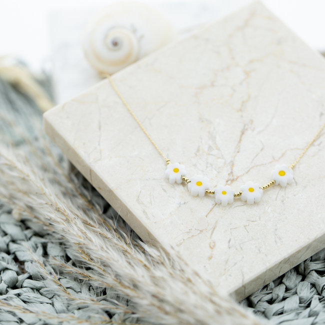 Day & Eve  Gouden ketting madelief of muntjes