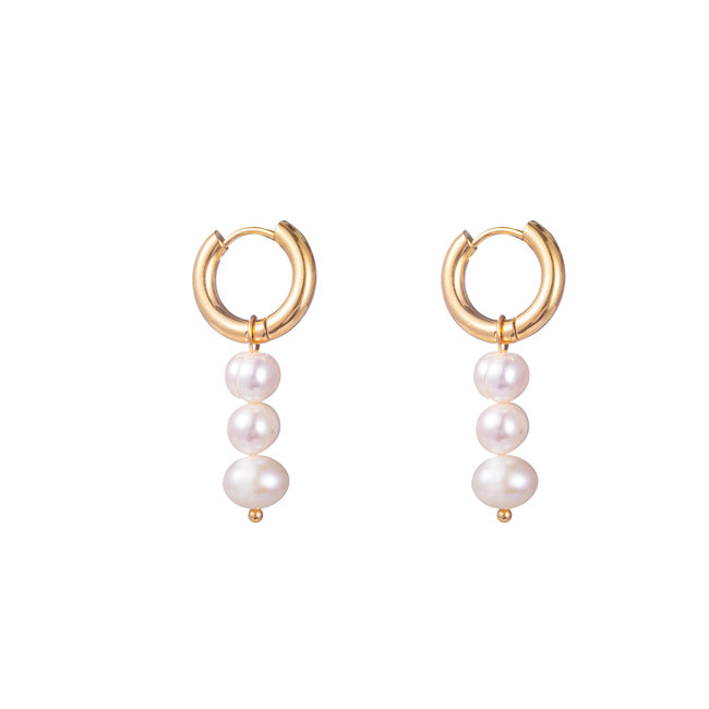 Day & Eve  Goud creolen oorbellen met witte parel