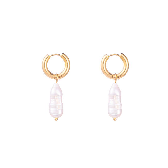 Day & Eve by Go Dutch Label Goud creolen oorbellen met witte parel