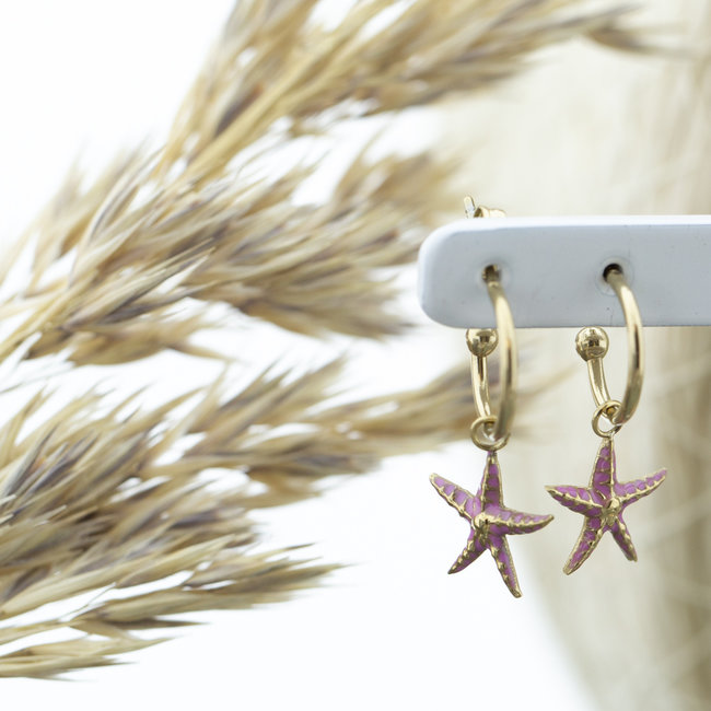 Day & Eve  Goud  zeester roze oorbellen