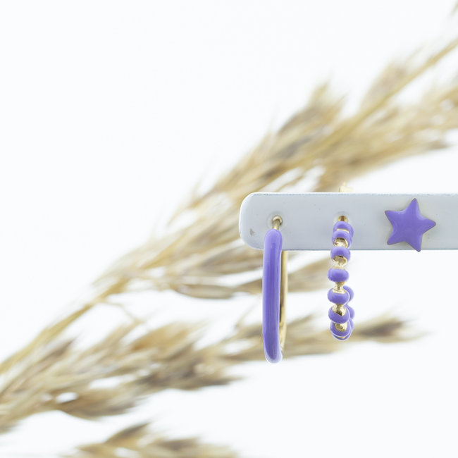 Day & Eve  Paarse oorbellen met bolletjes of ster