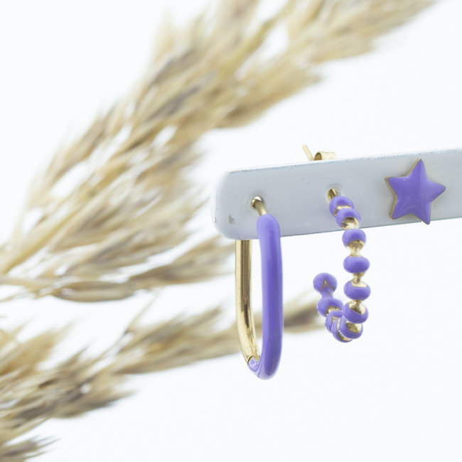 Day & Eve  Paarse oorbellen met bolletjes of ster