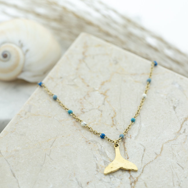 Day & Eve  Goud ketting met schelp of walvisstaart