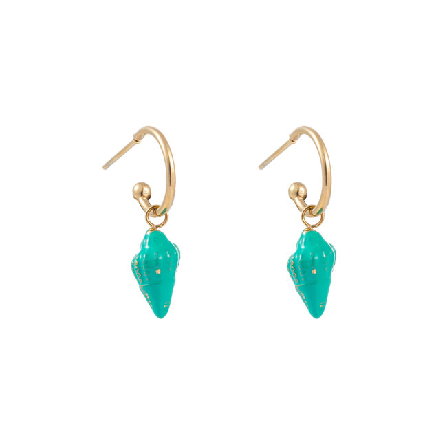 Day & Eve by Go Dutch Label Turquoise schelp oorbellen