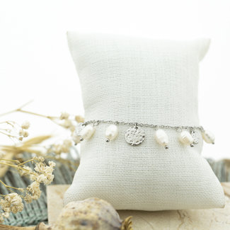 Day & Eve by Go Dutch Label Parel en muntjes armband zilver