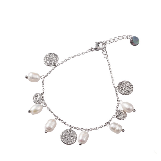Day & Eve  Parel en muntjes armband zilver