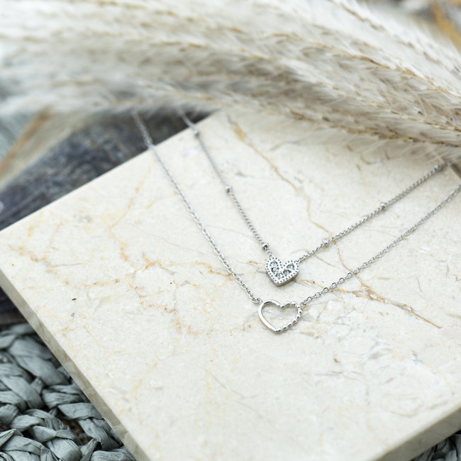 Day & Eve  Zilver ketting met hart