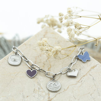 Day & Eve by Go Dutch Label Schakelketting zilver met bedels