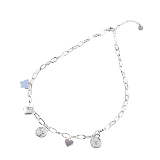 Day & Eve  Zilver schakel ketting met bedels