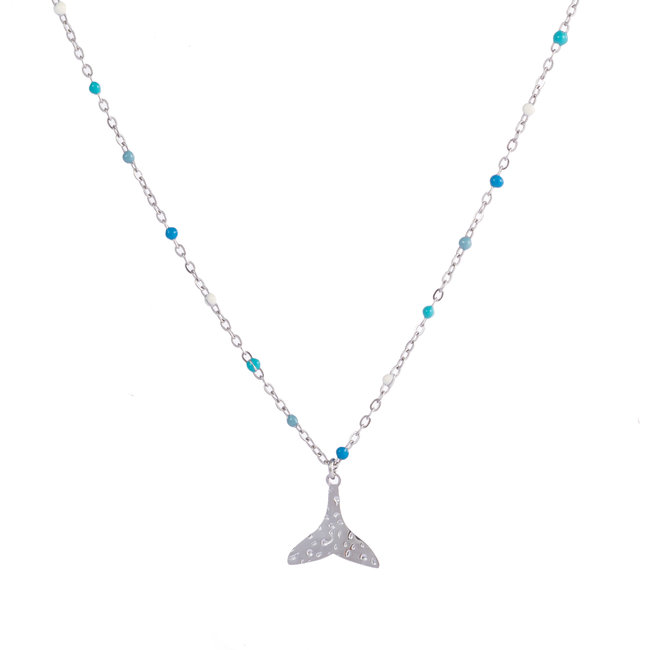Zilver ketting met schelp of walvisstaart