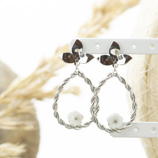 Day & Eve by Go Dutch Label Druppel bloem oorbellen zilver