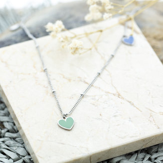 Day & Eve by Go Dutch Label Gekleurde hartjes ketting