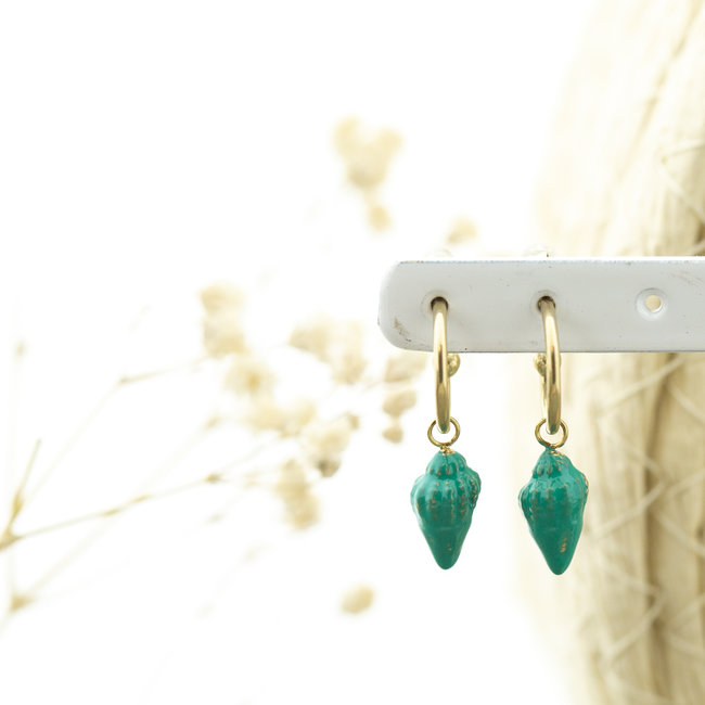 Turquoise schelp oorbellen