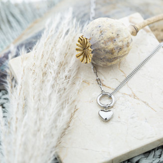 Day & Eve  Zilver schakelketting met hart