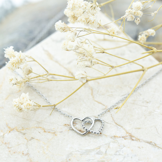 Day & Eve  Zilver ketting met hart verbinding