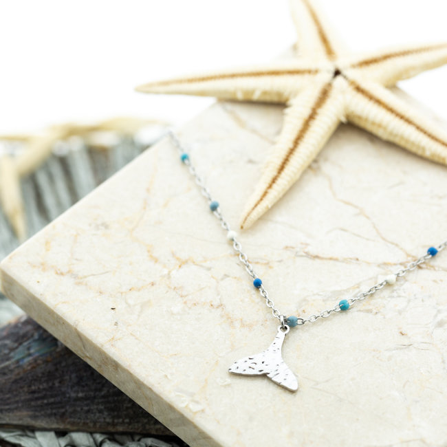 Zilver ketting met schelp of walvisstaart
