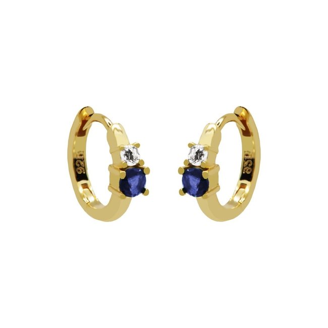 KARMA Zirconia blauw saffier oorbellen goldplated