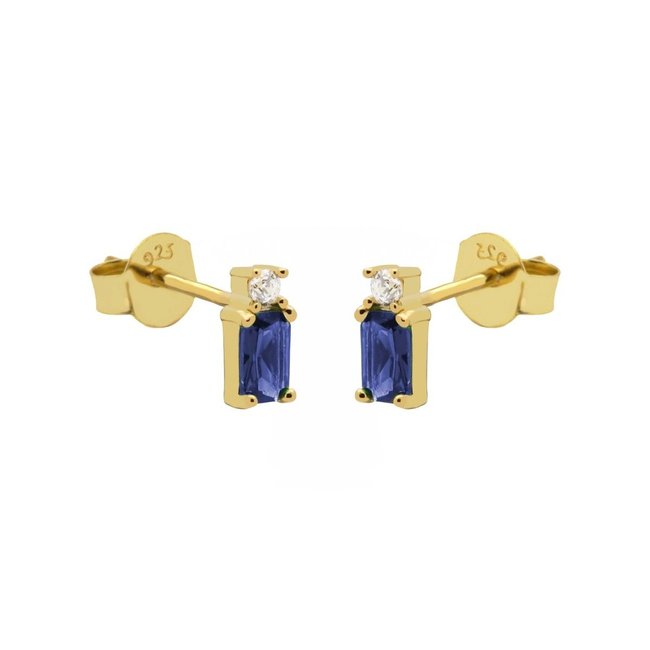 KARMA Zirconia blauw saffier oorbellen goldplated