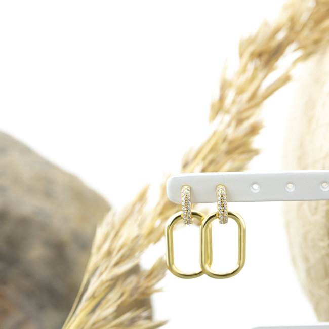 KARMA Zirconia Denseley grote oorbellen goldplated