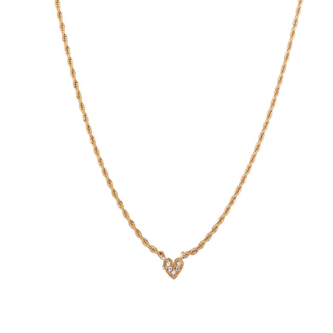Goud stainless steel ketting hart