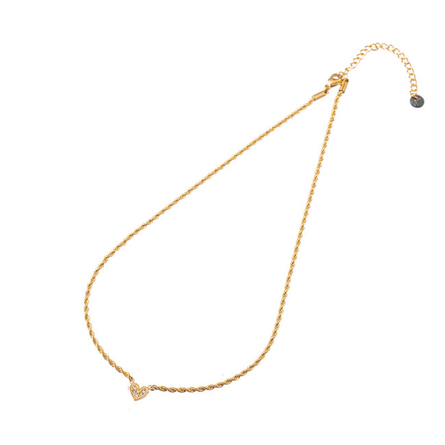 Day & Eve  Goud stainless steel ketting hart