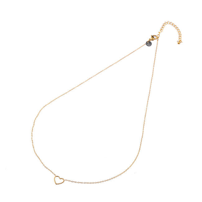 Goud stainless steel ketting hart