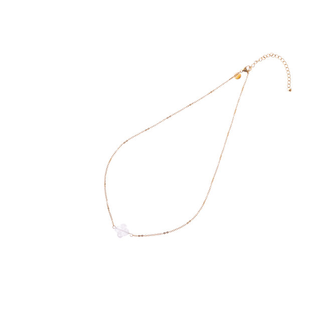Goud ketting met witte klaver