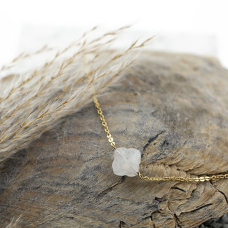 Day & Eve  Goud ketting met witte klaver