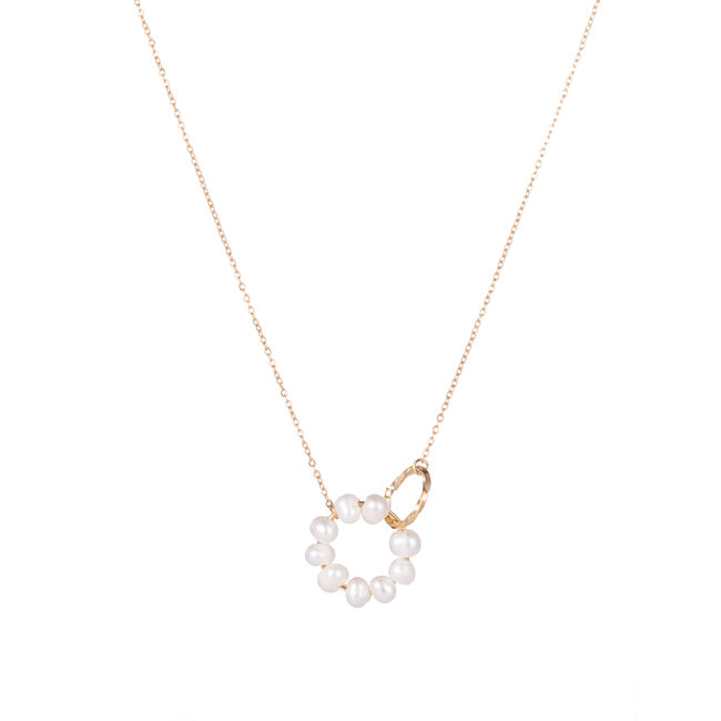 Day & Eve by Go Dutch Label Goud ketting met witte parel verbinding