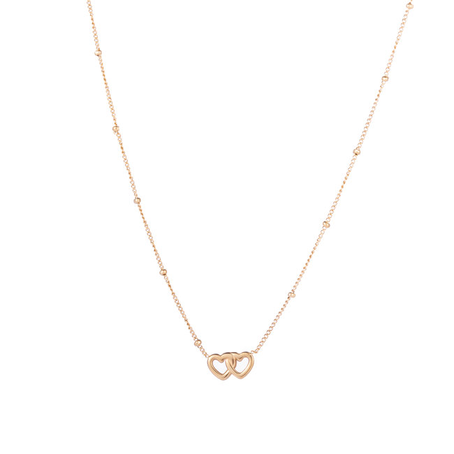 Day & Eve  Goud stainless steel ketting dubbel hart